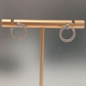 New 18k White Gold Plated Parve Circle Nail Push Back Earrings By Pretty Bird